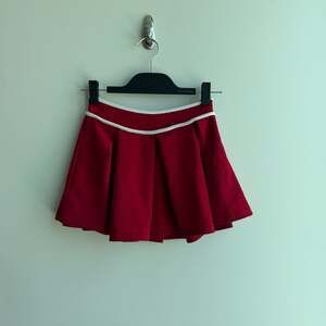 Urban Outfitters Red Pleated Cheer Skirt with White Contrast Trim